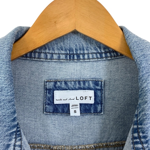 LOFT Jean Jacket Denim Blue Size Small A8 - Picture 7 of 14